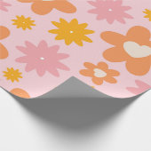 Retro Floral Herzmuster Geschenkpapier (Ecke)
