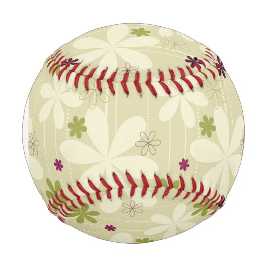 Retro Floral Hintergrund Baseball (Vorderseite)