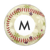 Retro Floral Hintergrund Baseball (Vorderseite Links)