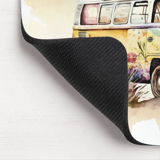 Retro Floral Hippie Bus Mousepad (Ecke)