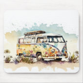 Retro Floral Hippie Bus Mousepad (Vorne)