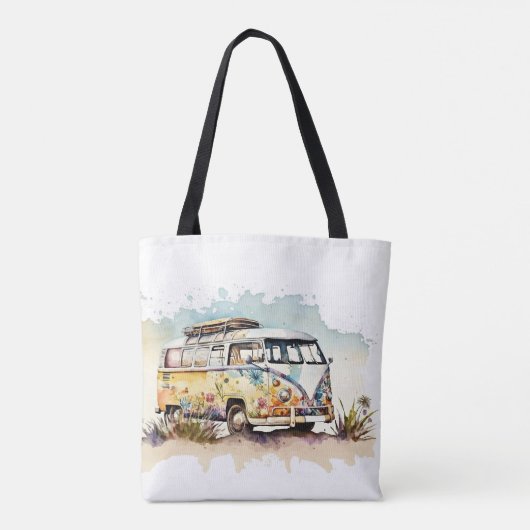 Retro Floral Hippie Bus Tasche (Rückseite)