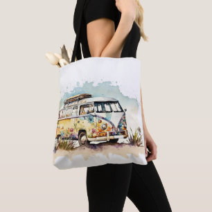 Retro Floral Hippie Bus Tasche