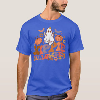 Retro Floral Hippie Halloween Ghost Pumpkin Spooky T-Shirt