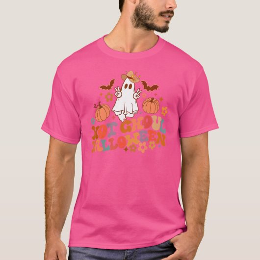 Retro Floral Hot Ghoul Halloween Ghost Pumpkin Spo T-Shirt (Vorderseite)