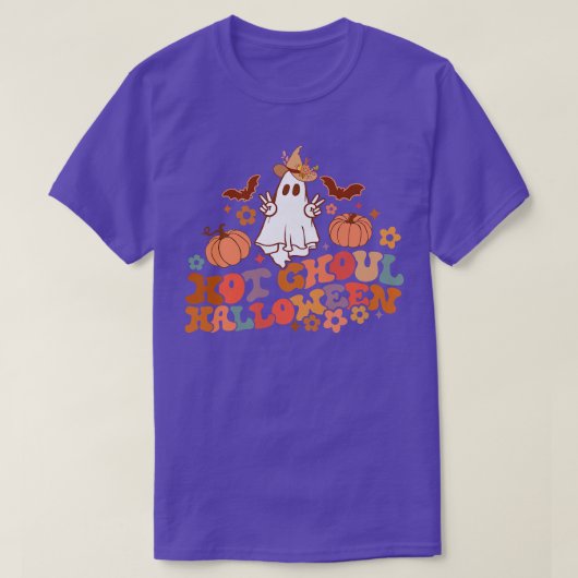 Retro Floral Hot Ghoul Halloween Ghost Pumpkin Spo T-Shirt (Design vorne)