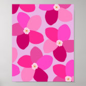 Retro Floral Hot Pink Poster (Vorne)