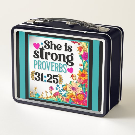 Retro floral Inspiration Metall Brotdose (Rückseite)