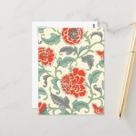 Retro floral japanischer Stil Red Ivory Green Postkarte