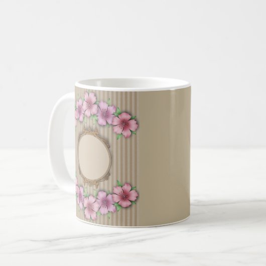 Retro, floral kaffeetasse (Vorderseite Links)