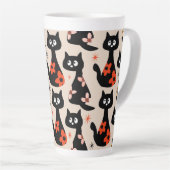 Retro Floral Katzen (weich beige) Milchtasse (Rechte Ecke)