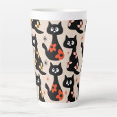 Retro Floral Katzen (weich beige) Milchtasse (Vorderseite)