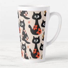 Retro Floral Katzen (weich beige) Milchtasse