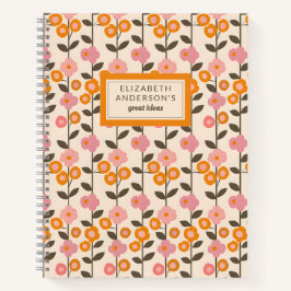 Retro Floral Leaf Muster Monogramm Notizblock