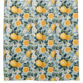 Retro Floral Lemons Duschvorhang (Vorderseite)