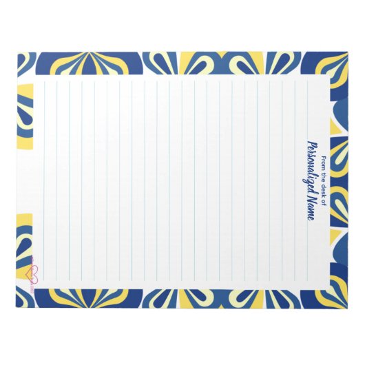 Retro Floral Linde Notizblock (Vorderseite)