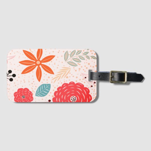 Retro Floral Luggage Tag Gepäckanhänger (Vorderseite (Horizontal))