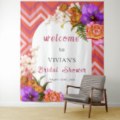 Retro Floral Magenta Fuchsia Brautparty Willkommen Wandteppich (Beispiel)