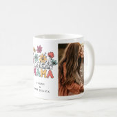 Retro Floral "Mama" Foto Tasse (VorderseiteRechts)