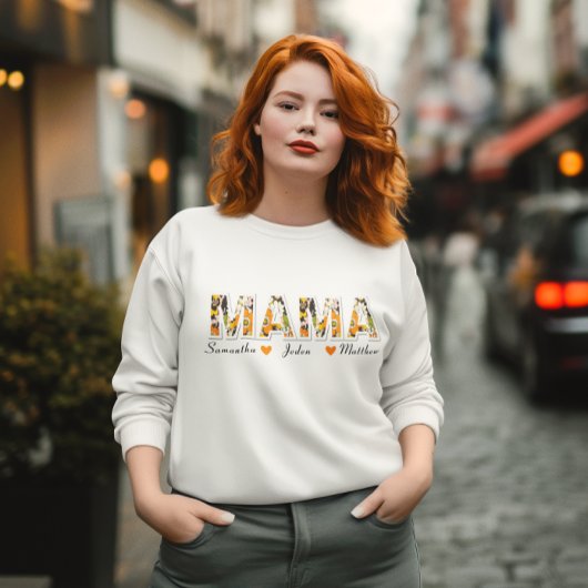 Retro Floral "MAMA" Sweatshirt mit Kindernamen