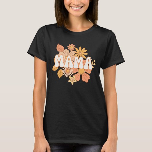Retro Floral Mama T-Shirt (Vorderseite)