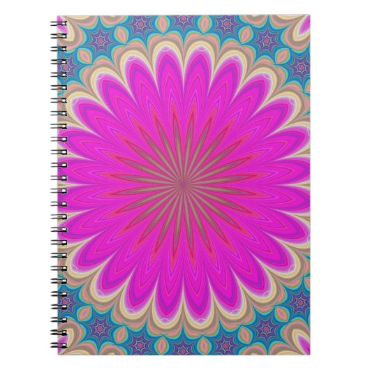 Retro Floral Mandala Psychedelic Blume Power Notizblock (Vorderseite)