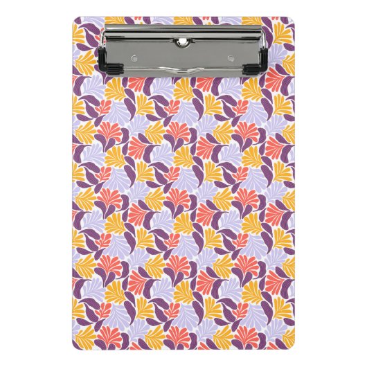 Retro Floral Mini-Zwischenablage | Lila und golden Mini Klemmbrett (Vorderseite)