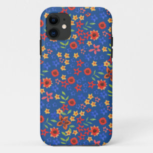 Retro Floral Miniprint auf Blue iPhone 5/5s Fall Case-Mate iPhone Hülle