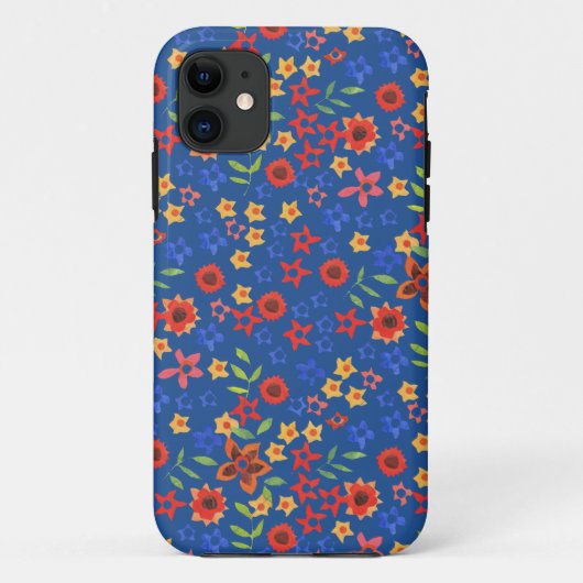 Retro Floral Miniprint auf Blue iPhone 5/5s Fall Case-Mate iPhone Hülle (Rückseite)