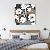 Retro Floral Mitte Jahrhundert Moderne Leinwanddruck (Insitu (Schlafzimmer))