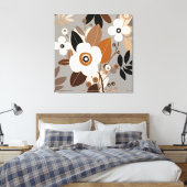 Retro Floral Mitte Jahrhundert Moderne Leinwanddruck (Insitu (Schlafzimmer))