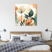 Retro Floral Mitte Jahrhundert Moderne Leinwanddruck (Insitu (Schlafzimmer))