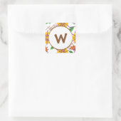 Retro Floral Modernes Muster Gelb + Orange Quadratischer Aufkleber (Tasche)