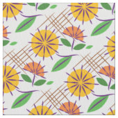 Retro Floral Modernes Muster Gelb + Orange Stoff (Nahaufnahme)