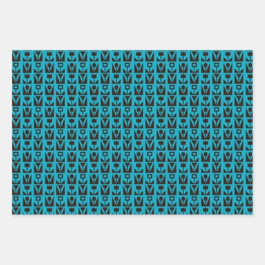 Retro Floral Modernist Wrapping Paper Set Geschenkpapier Set (Vorderseite)