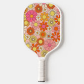 Retro Floral Monogram Girly Pickleball Paddle  (Rückseite)