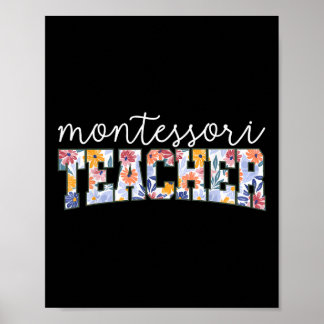 Retro Floral Montessori-Lehrerin Dozentin Erzieher Poster