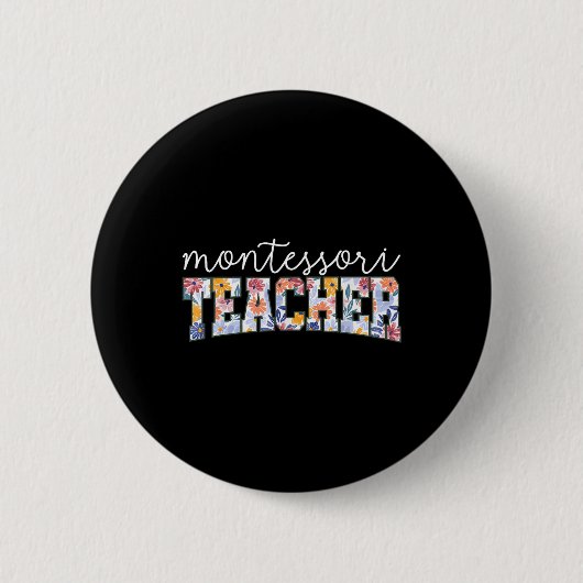 Retro Floral Montessori Teacher Instructor Educato Button (Vorderseite)