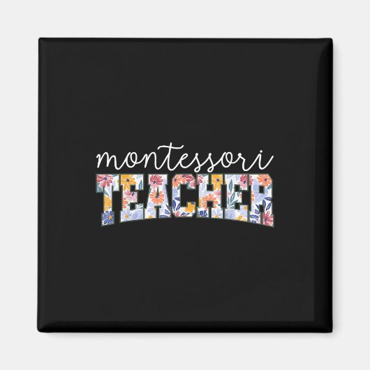 Retro Floral Montessori Teacher Instructor Educato Magnet (Vorne)