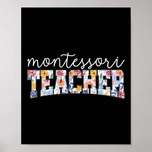 Retro Floral Montessori Teacher Instructor Educato Poster (Vorne)