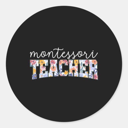 Retro Floral Montessori Teacher Instructor Educato Runder Aufkleber (Vorderseite)