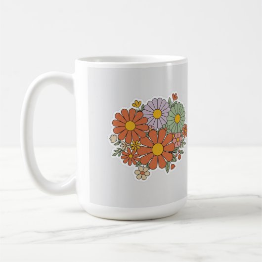 Retro Floral Mug – Vintage Daisy & Wildflowers Kaffeetasse (Links)