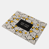 Retro Floral Mustard Yellow Black Fußmatte (Schrägansicht)