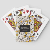 Retro Floral Mustard Yellow Black Spielkarten (Rückseite)