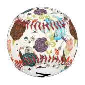 Retro Floral Muster 2 2 Baseball (Rückseite)