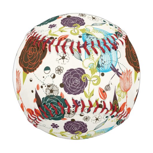 Retro Floral Muster 2 2 Baseball (Vorderseite)