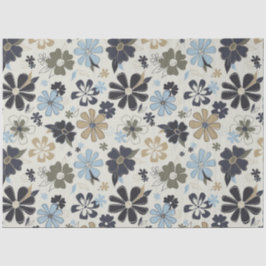 Retro Floral Muster Blue Tan Seidenpapier