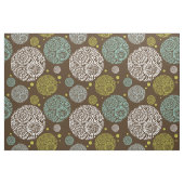 Retro Floral Muster Braun Weiß Blau & Gelb Stoff (Yard (91,4 cm))