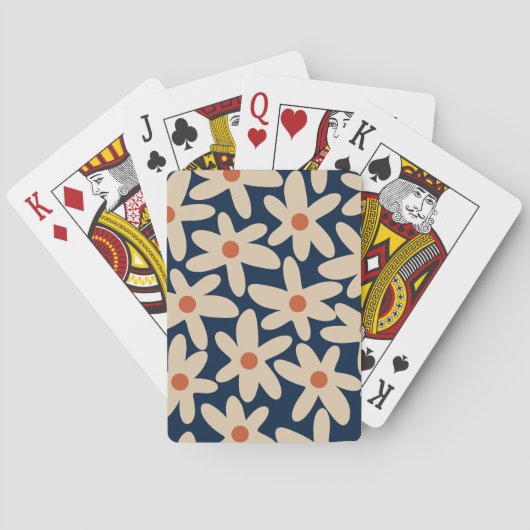 Retro Floral Muster Daisy Time Scandi Blume Spielkarten (Rückseite)
