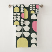 Retro Floral Muster Gelb Rosa Grün Badhandtuch Set (Insitu)